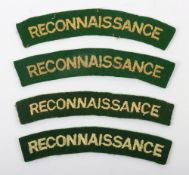 4 x Reconnaissance Corps embroidered cloth shoulder titles. A selection of four Reconnaissance Corps