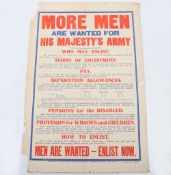 WW1 British Parliamentary Recruitment Committee Poster No115, example in coloured text, slogan 'MORE