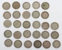 A selection of pre1947 Threepences,