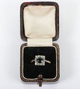An 18ct gold and platinum diamond and sapphire,