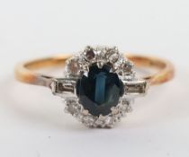 An 18ct sapphire and diamond cluster ring,