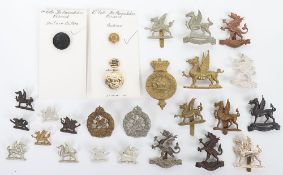 Collection of Cap, Collar, Anodised Badges & Buttons to the Monmouthshire Regiments.