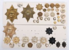 Collection of Military Cap, Collar Badges, Shoulder Titles & Buttons in Metal & Anodised to The Cold