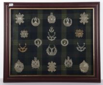 A Frame of British Military Cap Badges of Scottish Interest.