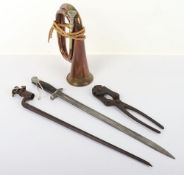 British Bayonets, WW1 Wire Cutters and Bugle.