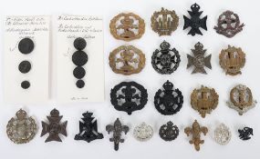 Selection of Cap, Collar & Buttons to various Territorial Battalions.