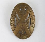 South Africa, Scottish Horse Boer War Sheet Brass Slouch Hat Badge.