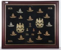 A Frame of British Military Badges of Royal Artillery Interest.