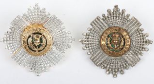 Two Scots Guards Silver Gilt & Enamelled Officer's Cap Stars.
