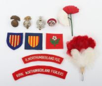 Grouping of Northumberland Fusiliers and Northumberland Hussars Badges and Insignia