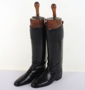 Black Leather Cavalry Boots with Wooden Trees.