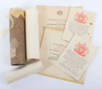 WW1 British Casualty Memorial Scroll and Kings Message, Including WW2 Casualty Medal Slip.