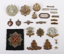 British Military Cap Badges, Silver Brooches/Fobs and Medal Mounting bars.