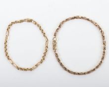 Two 9ct gold bracelets,