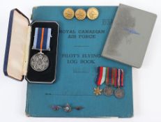 WW2 Royal Canadian Air Force, RCAF Log Book and Medal Miniatures.