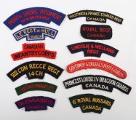 Small Selection of Canadian Regiments Cloth Shoulder Titles.
