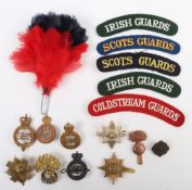 Small Collection of Military Cap Badges & Cloth Shoulder Titles to Guards Regiments.