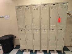 Asst. 2-Tier 3-Wide Metal Wall Lockers and Wood Cube with 4 Sections of Stoage