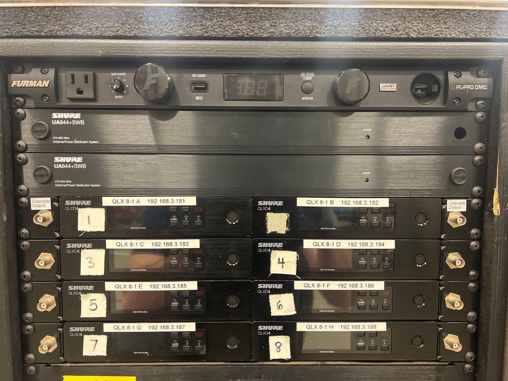 Portable Wireless Microphone 8-Channel Rack including (1) Furman PL-Pro ...