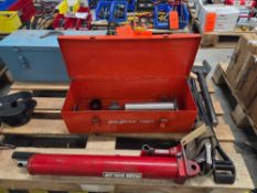 Hein-Werner Hydraulic Hand Pump, Long Ram Jack, and Asst. Wrenches