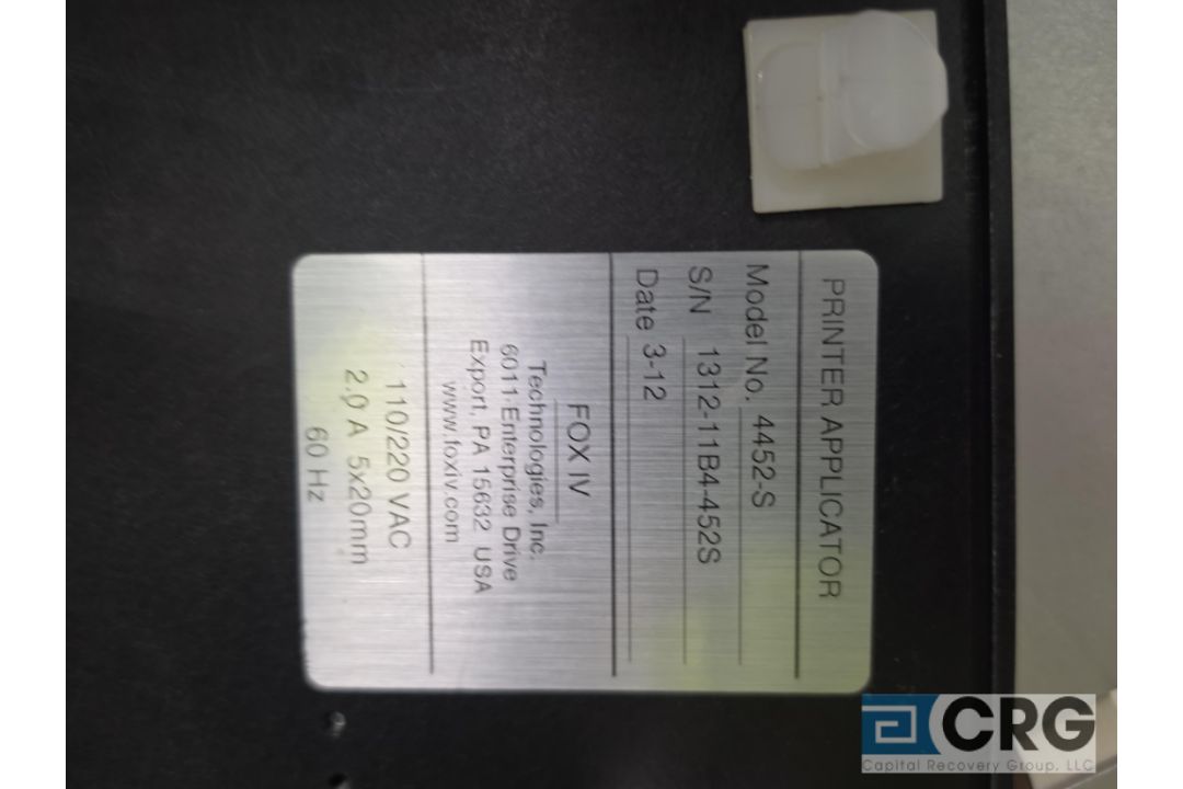 FOX IV 4452-S Label Printer and Applicator - Image 4 of 4