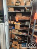 Assorted fuses, electrical cords, small parts, with shelf