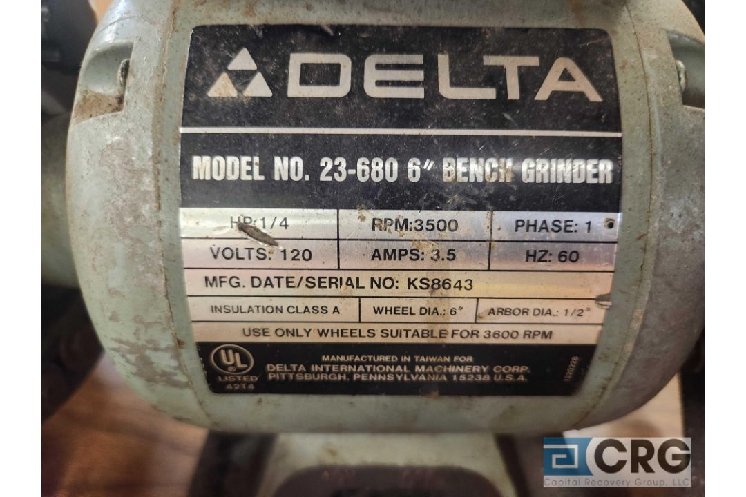 Delta 6 inch D.E. bench grinder - Image 2 of 2