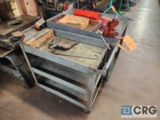 Assorted metal carts, and 4 inch bench vise