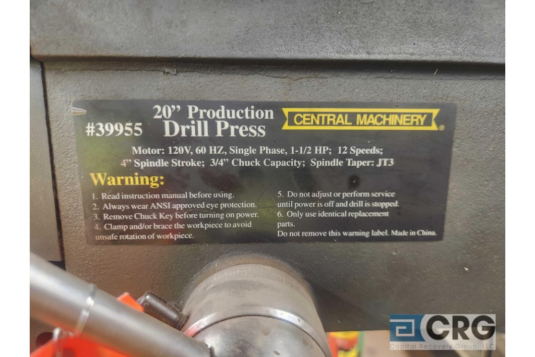 Central Machinery 20 inch floor type pedestal drill press - Image 2 of 3