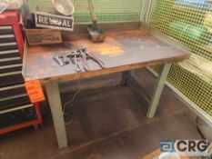 5 ft steel leg bench with butcher block top