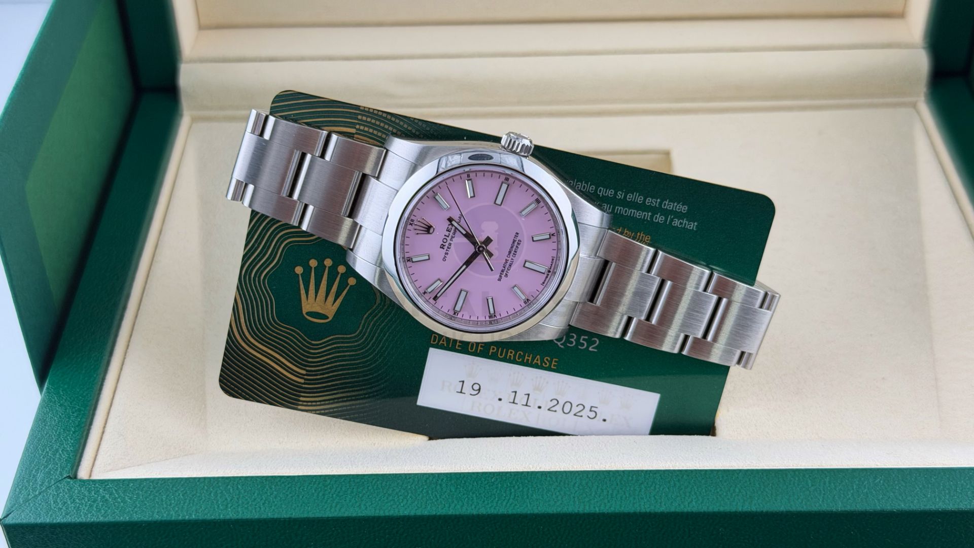ROLEX OYSTER PERPETUAL *NOVEMBER 2025 - ALL NEW / UNWORN* CANDY PINK DIAL - OYSTER STEEL *WOW* - Image 8 of 28