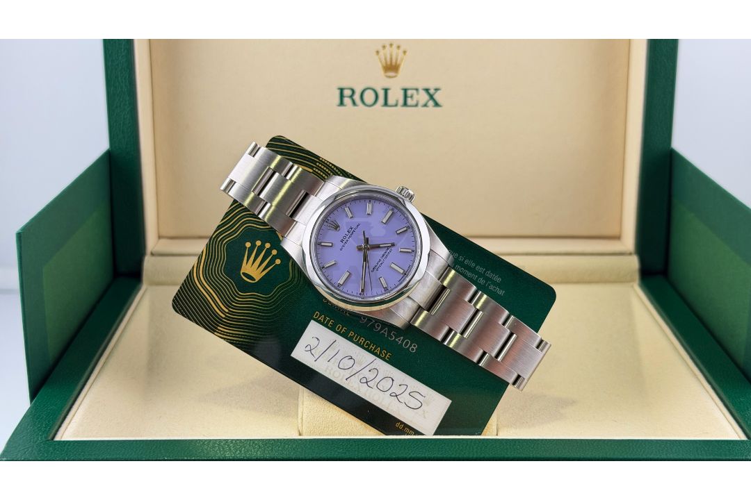 ROLEX OYSTER PERPETUAL *OCTOBER 2025 - ALL NEW / UNWORN* LAVENDER DIAL - OYSTER STEEL *WOW* - Image 9 of 33