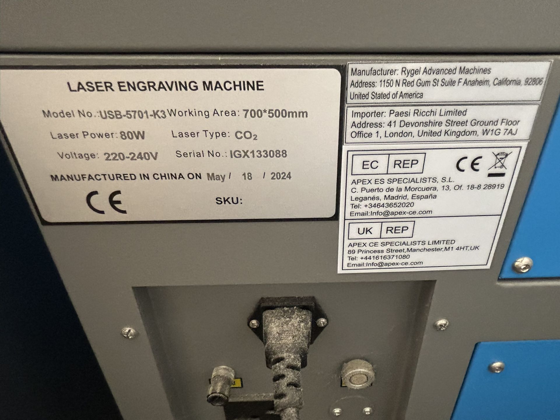 Omtech 80W CO2 Laser Engraving & Cutting Machine + CW-5200 Water Chiller (Complete Setup, 2024) - Image 8 of 14