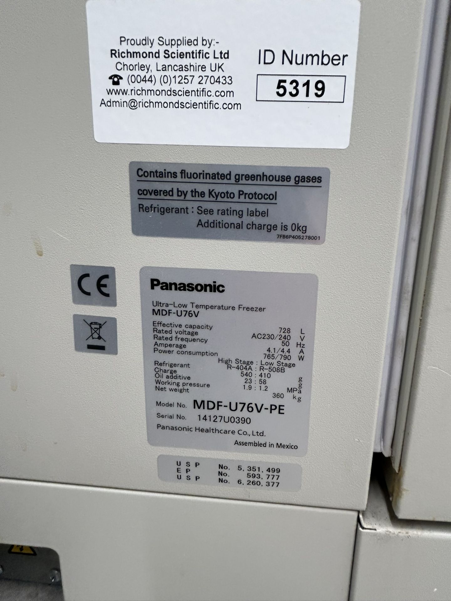 Panasonic MDF-U76V VIP Plus Ultra-Low Temperature Freezer (-80°C, 728L) - Image 4 of 8