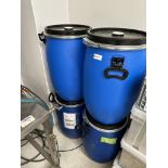 8 x Blue Plastic Food-Grade Drums with Lids and Clamp Rings – Mixed Condition