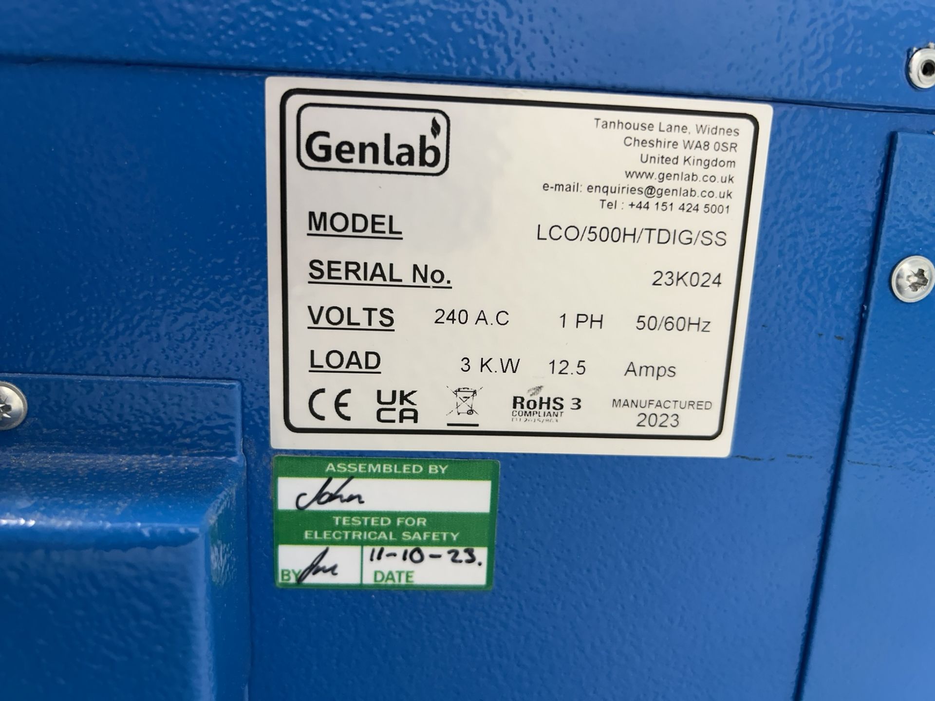 Genlab Laboratory Oven LCO/500H/TDIG/SS (2023) – Stainless Interior, 240V – Working - Image 5 of 5