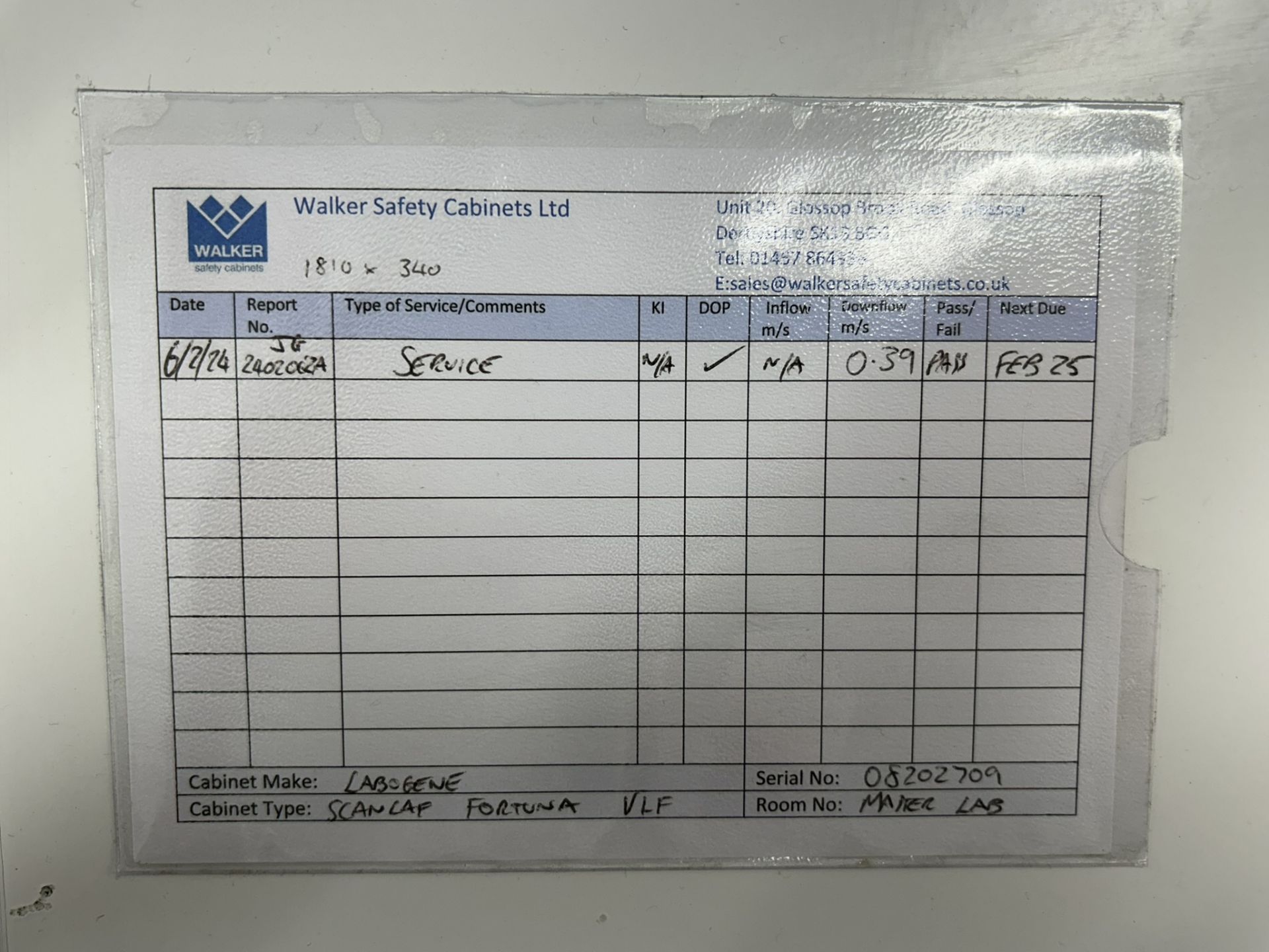 Labogene ScanLaf Fortuna 1800 Class II Microbiological Safety Cabinet (ISO Class 5) with Stand - Image 8 of 8