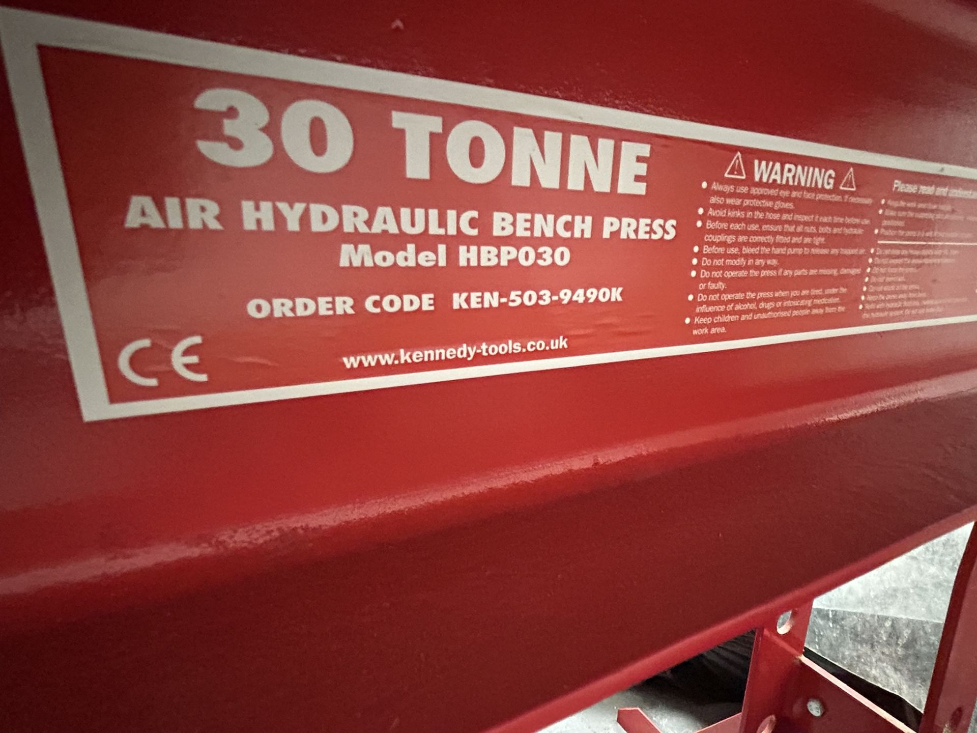 Kennedy 30 Tonne Air Hydraulic Bench Press (Model HBP030) - Image 6 of 7