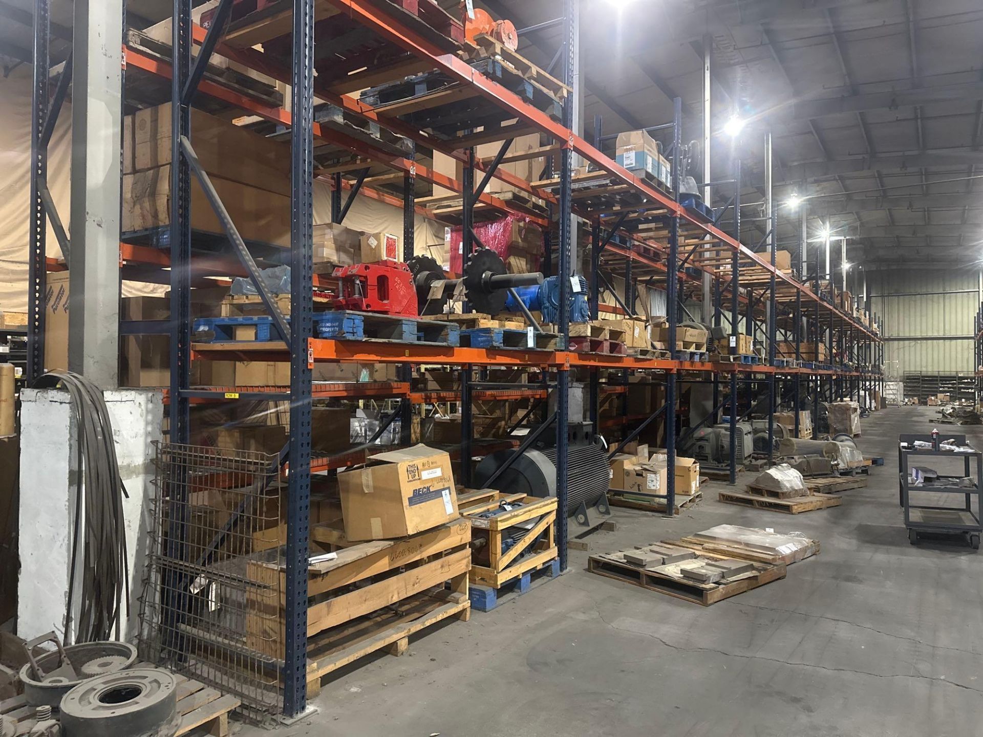 Lot of (274) sections of 16FT tall teardrop style pallet racking, 3x3 ...