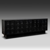 A Brutalist black-stained oak dresser by De Coene, Courtrai 95 x 274 x 52.5 cm. (37.39 x 107.87 x 20