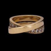 A Cartier 'Paris Nouvelle Vague' crossover ring, 18ct yellow gold and diamonds, 17,7 g (+)