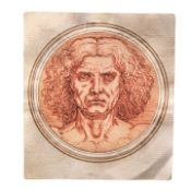 An interesting sanguine drawing after The Vitruvian Man by Leonardo Da Vinci, 18thC 7 cm. (2.75 in.)
