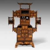 A fine Japanese marquetry (yosegi-zaiku) shodona, Meiji period (1868-1912), H 165 cm - W 90,5 cm - D