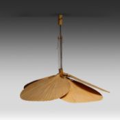 A rare vintage model 'Uchiwa' Hana hanging lamp by Ingo Maurer (1932-2019), bamboo and rice paper 99