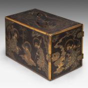A fine Japanese black and gold lacquer takamaki-e kodansu (incense cabinet) decorated with rakans, M