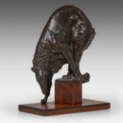 Domien Ingels (1881-1946), Barzoi, patinated bronze on a burr wood base, by Vindevogel foundry 26.5