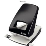 Leitz Hole Punch, 40 Sheets, Guide Bar with Format Markings, Metal, NeXXt Range, 51380095 - Black