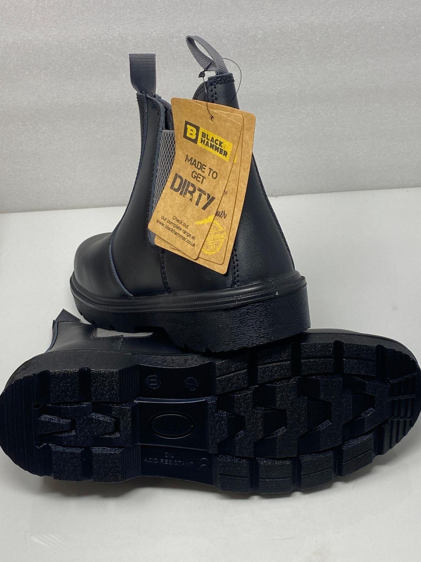 Black Hammer Men's Chelsea Safety Work Boots Smooth Leather Steel Toe Cap Utility Pull-On Footwear - Image 2 of 2