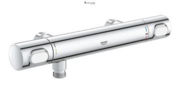 RRP £107.67 - GROHE Precision Flow – Exposed Thermostatic Shower Mixer Bar Valve (Safety Functions