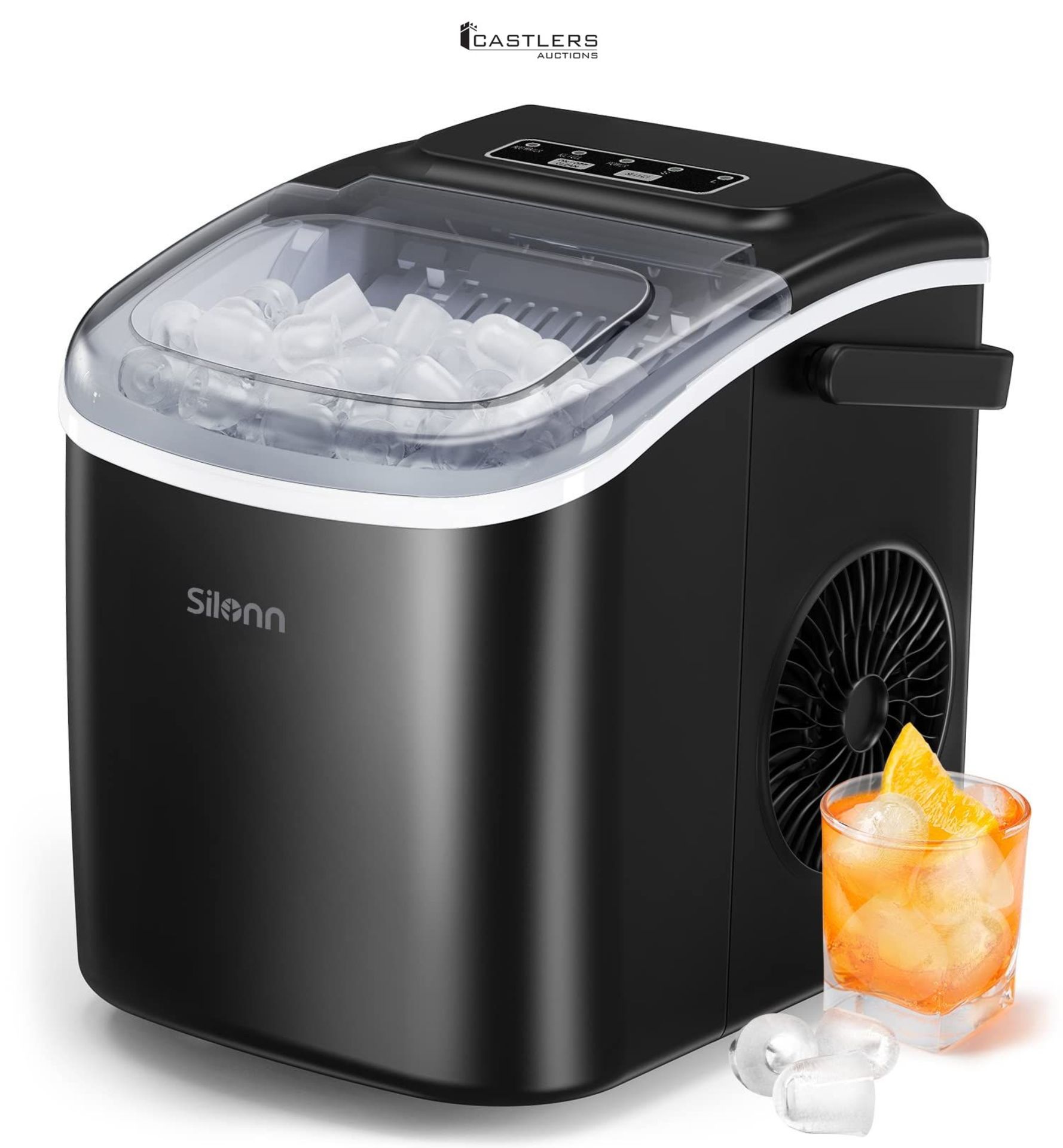 RRP £103.61 - Silonn Countertop Ice Maker Machine, 9 Cubes Ready in 6 Mins, 12 KG in 24Hrs, Self-Cl